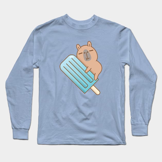 Capybara and blue ice pop Long Sleeve T-Shirt by Noristudio